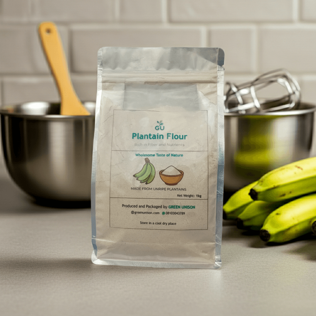 GU 1kg Plantain Flour with Steel Bowl, Spatula, and Hand Mixer
