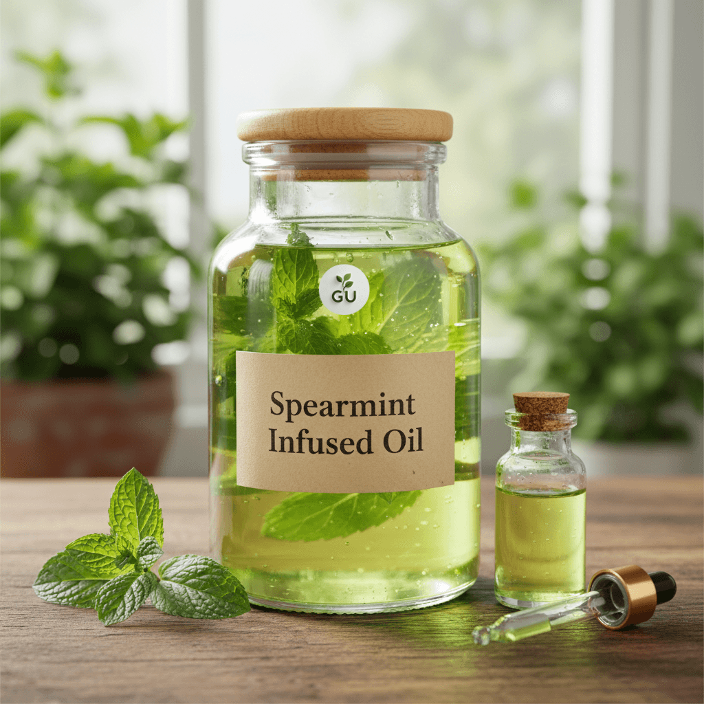 GU Spearmint infused oil in 2 jars with a dropper cap