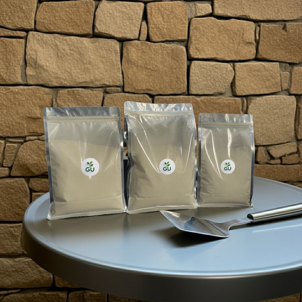 GU Plantain flour pouches in 1kg, 1.5kg, 2kg