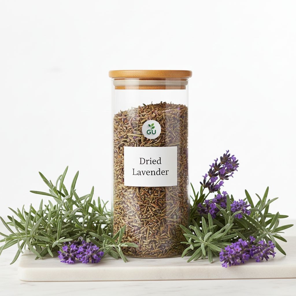 GU Dried lavender plants in a jar
