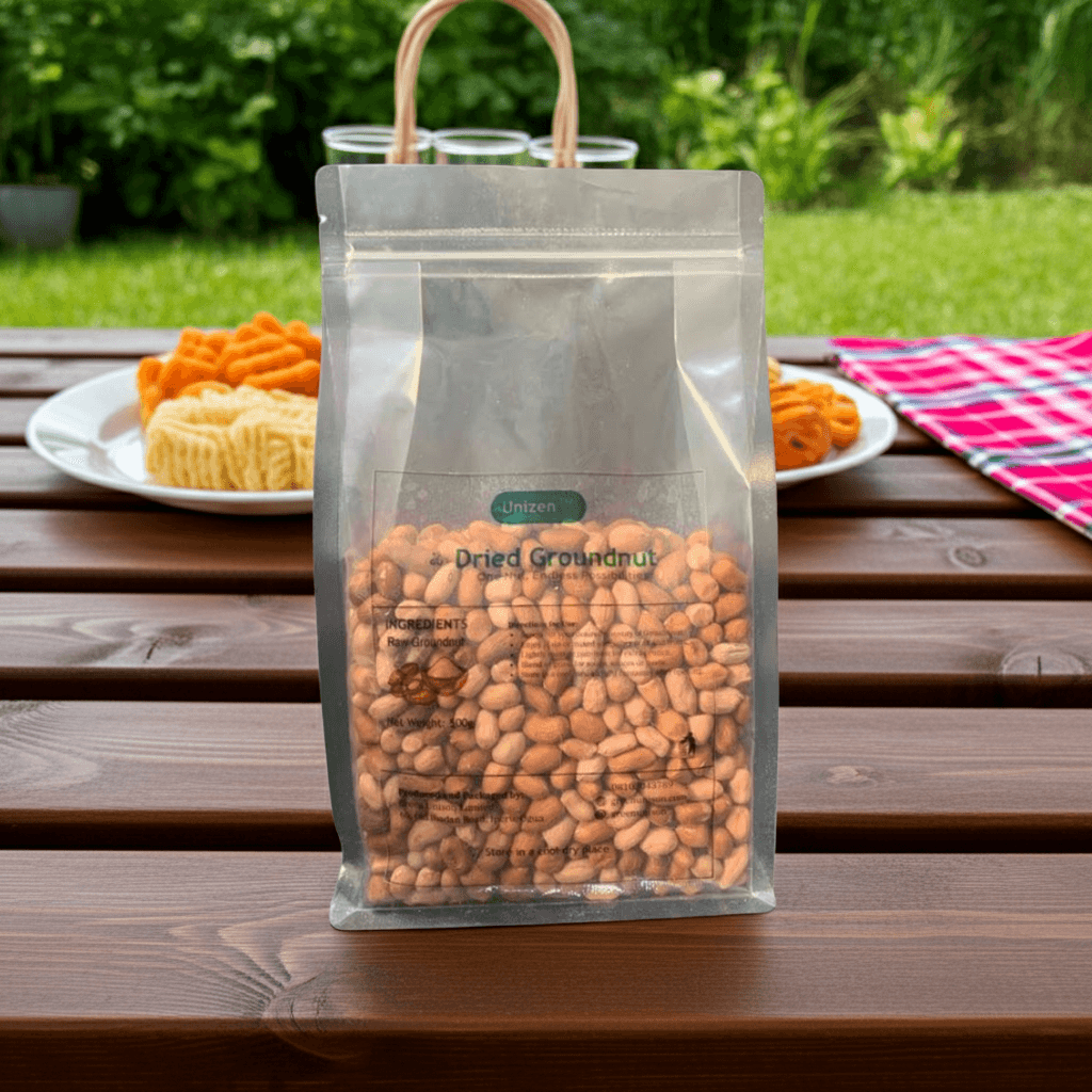 Carefully dried GU groundnuts in Picnic
