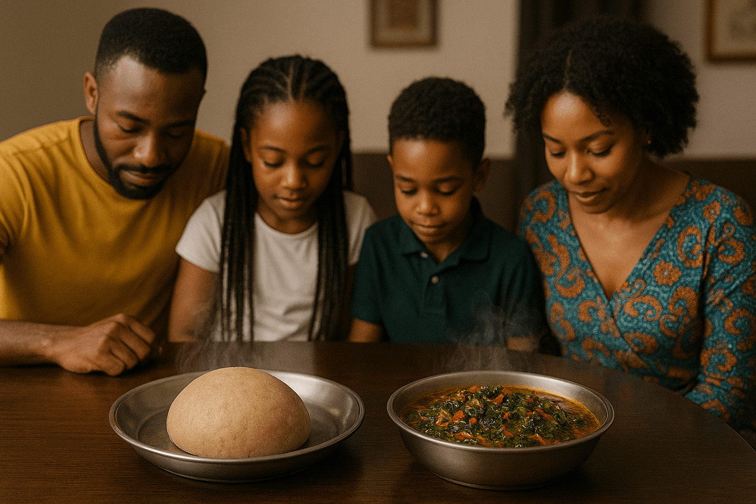 Amala ogede prepared for a Nigerian family of 4