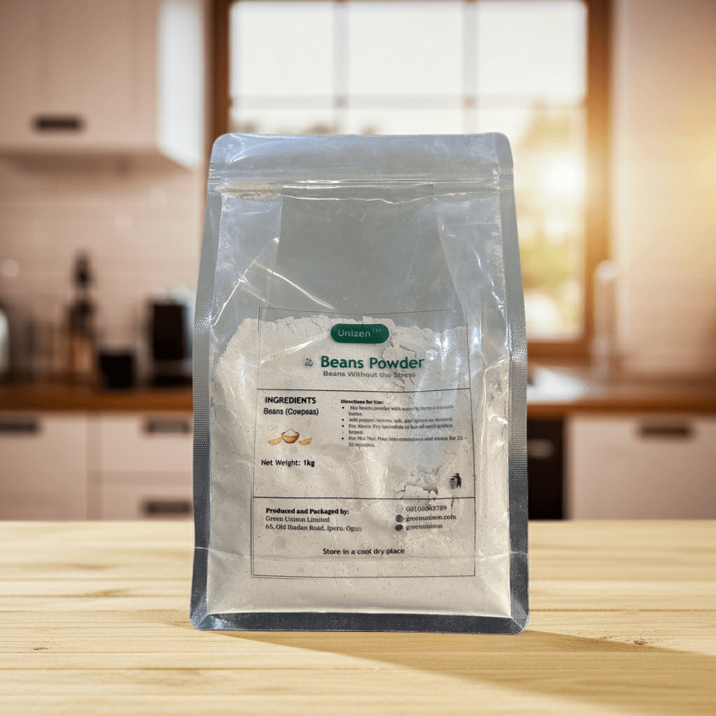 Beans Powder Pouch on a Kitchen Table
