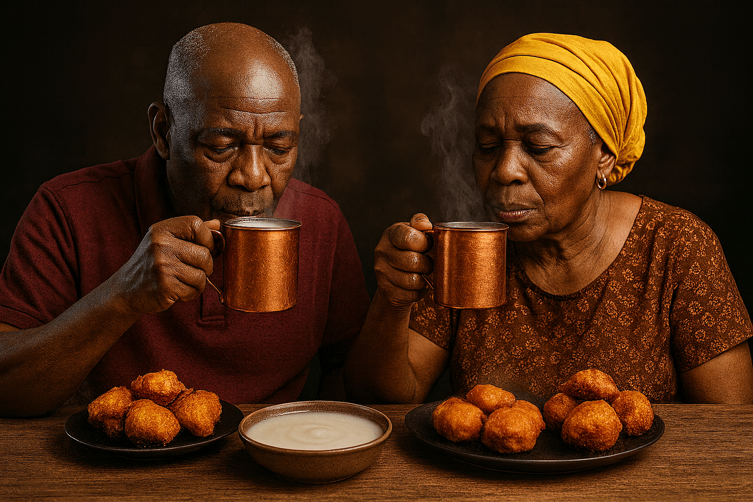 Green Unison Pap prepared for Nigerian elderly couples