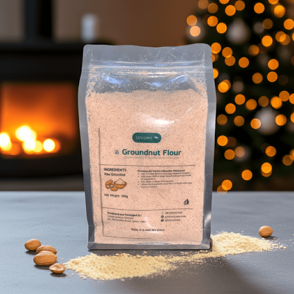 Carefully dried GU groundnuts around Holiday Tree